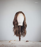 Highlight brown , human & synthetic hair wig