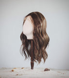 Highlight brown , human & synthetic hair wig